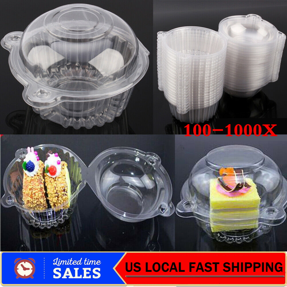 100-1000Pcs Dome Cupcake Disposable Fruit Cake Box Case Freeze Holder
