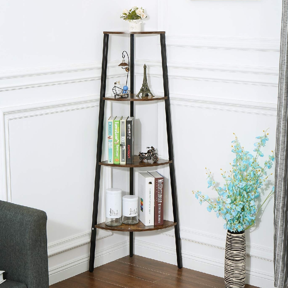 Corner Shelf 4 Tier Home Office Organiser Unit Ladder Bookcase
