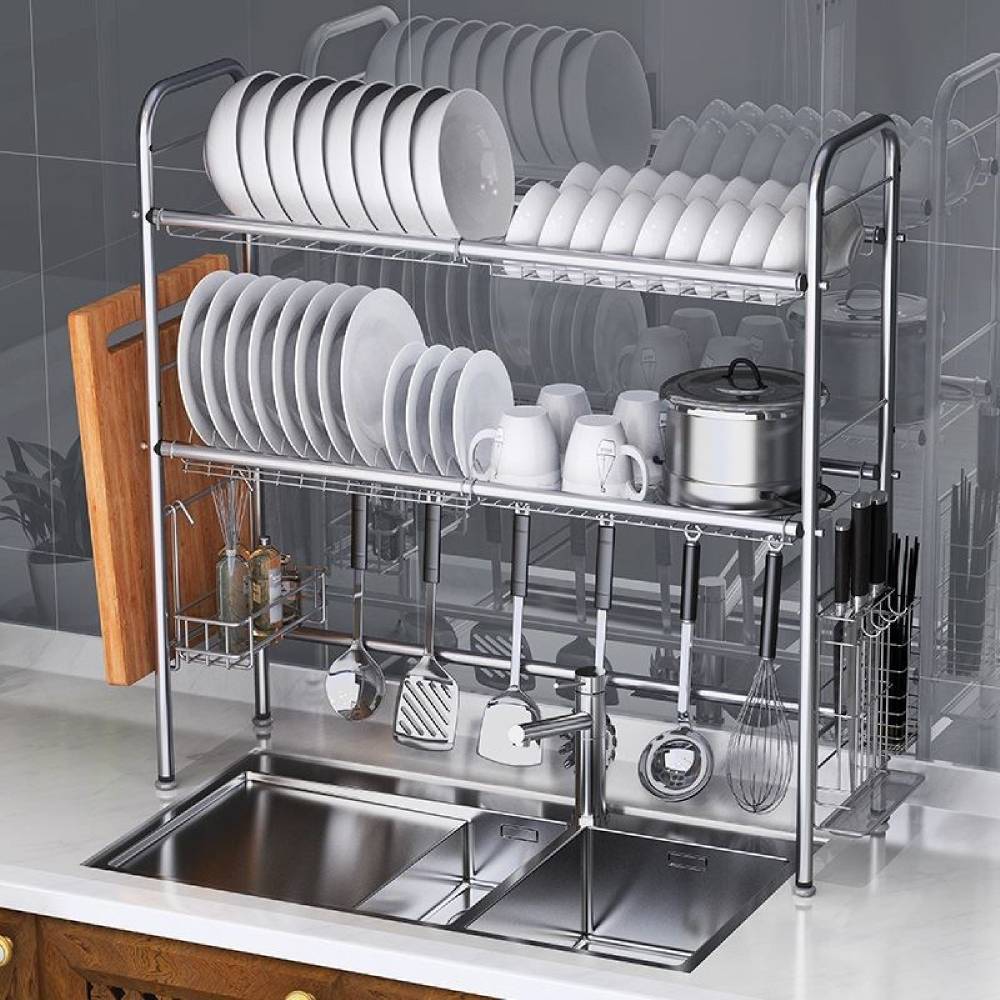 dish drainer above sink