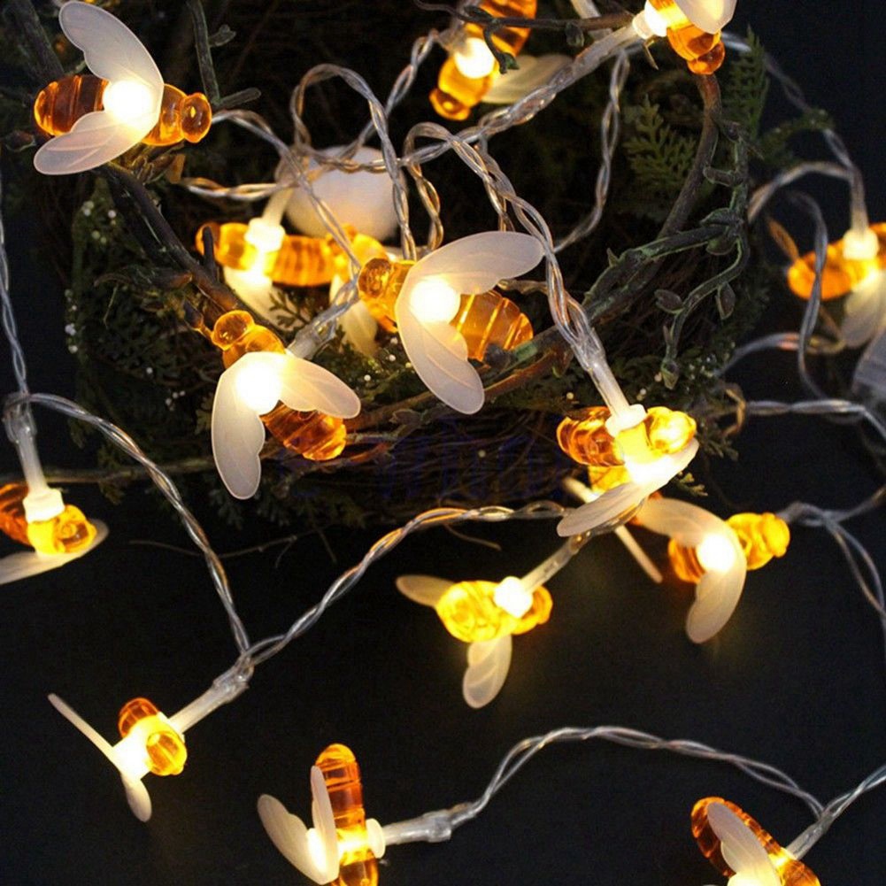 Solar 30 Led Bulbs Honey Bee Fairy Outdoor String Lights For Patio
