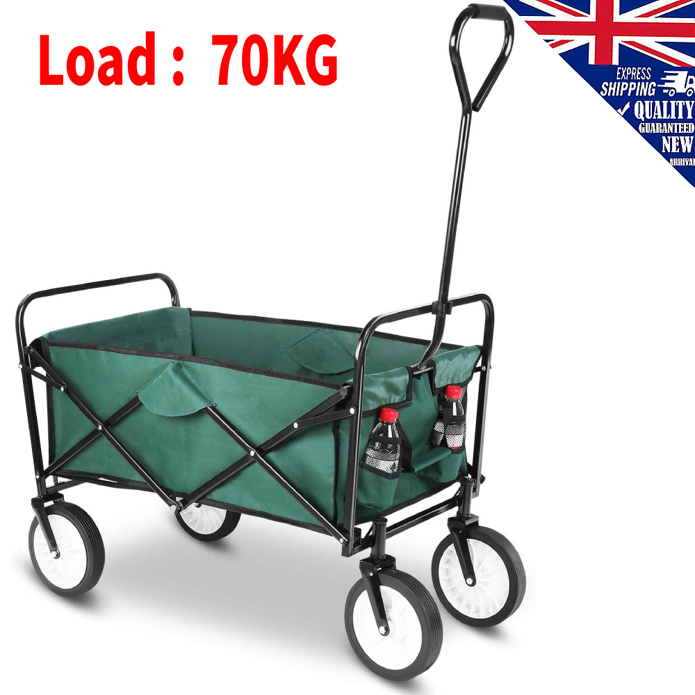 Folding Wagon Cart Collapsible Outdoor Wagon Heavy Duty Beach Garden Trolley UK