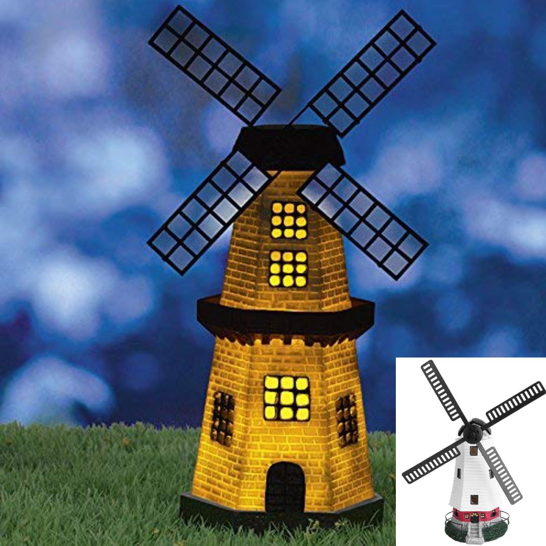 Windmühle Windmühlen mit Solarbeleuchtung für Garten ...