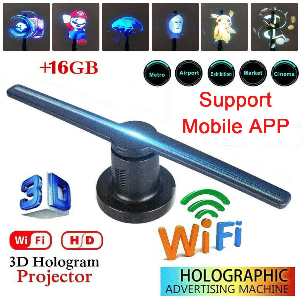 3D LED WiFi Holographic Projector Display.Fan Hologram.Advertising.Projection. 