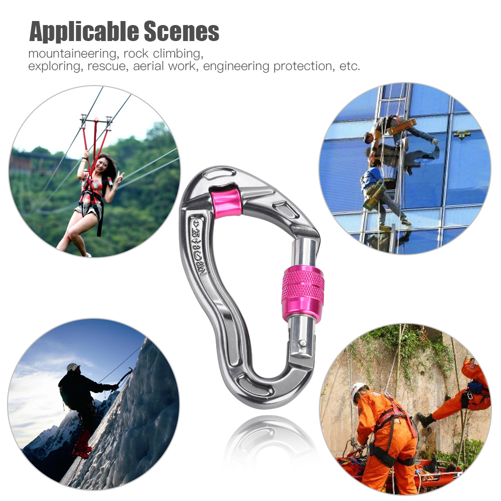 Tarente 25KN Carabiner Screw Locking Hook compatible with Rock Climbing Mountaineering Rescue Equipment Red 