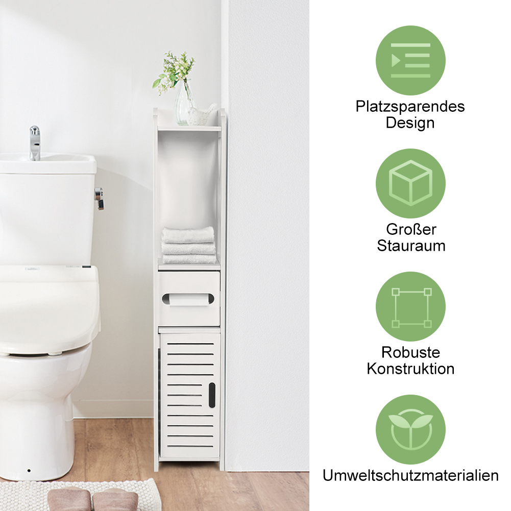 Badschrank Weiß - 80CM Hochschrank Badregal Bad Lagerung Schrank