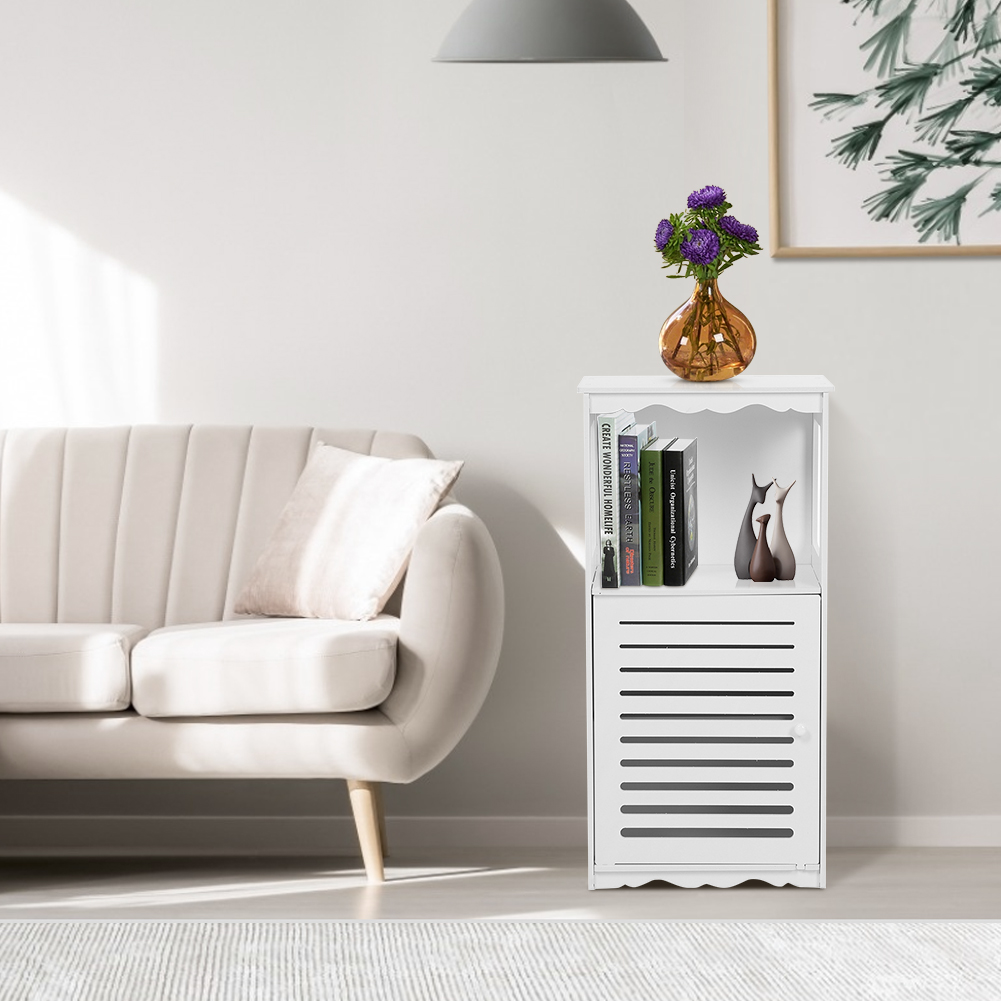 Badezimmerschrank Badschrank Eckschrank mit Tür Aufbewahrung 80 cm weiß