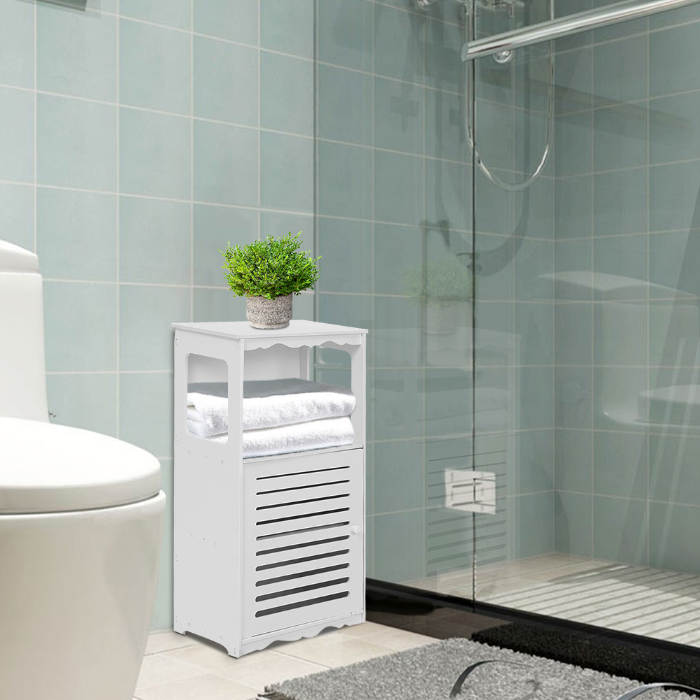 Badezimmerschrank Badschrank Eckschrank mit Tür Aufbewahrung 80 cm weiß