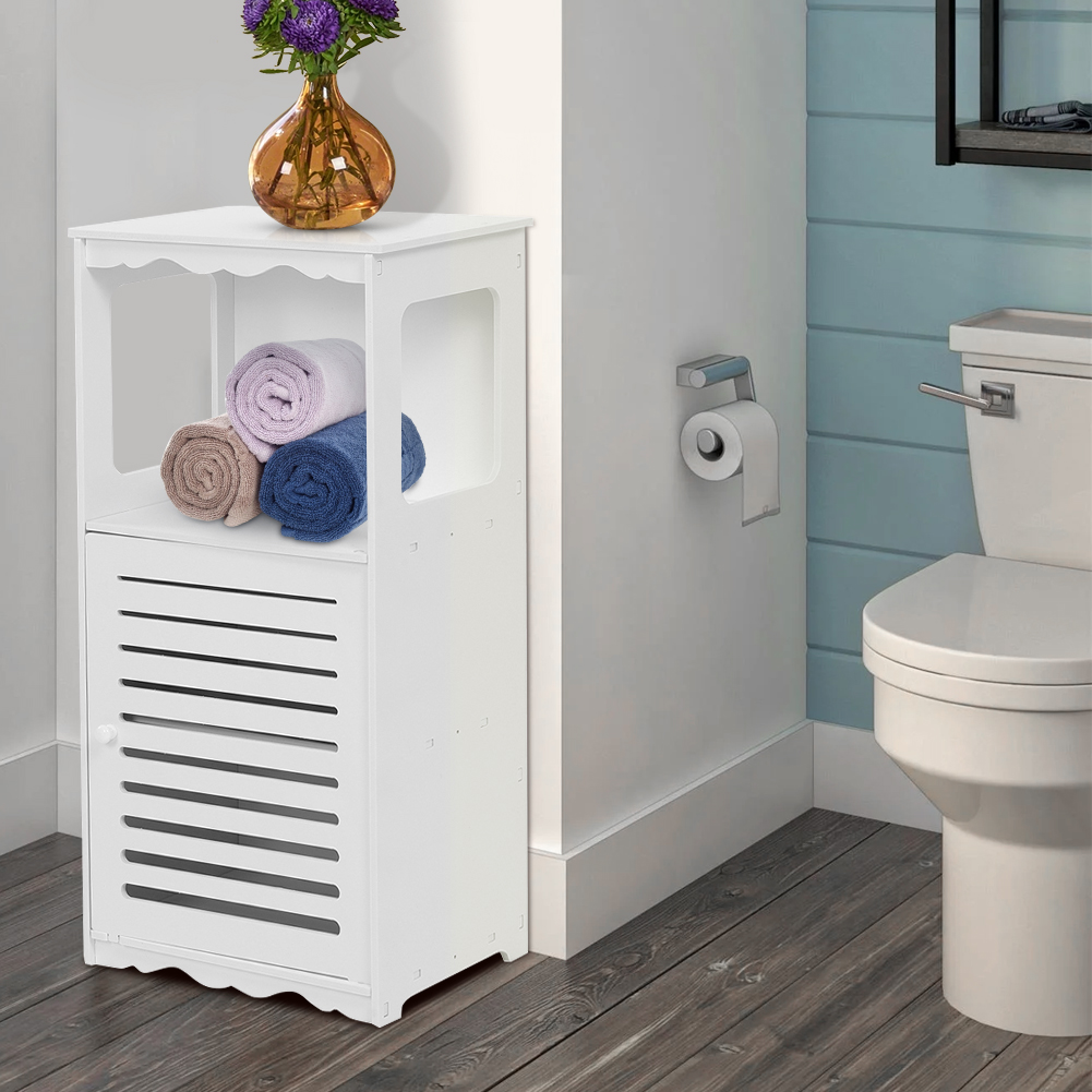 Badezimmerschrank Badschrank Eckschrank mit Tür Aufbewahrung 80 cm weiß