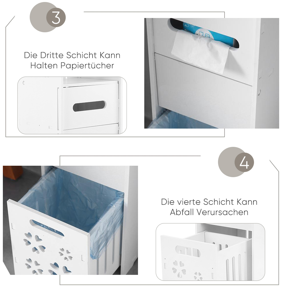 Badschrank mit Schublade 80 cm Weiß Badezimmerschrank Hochschrank