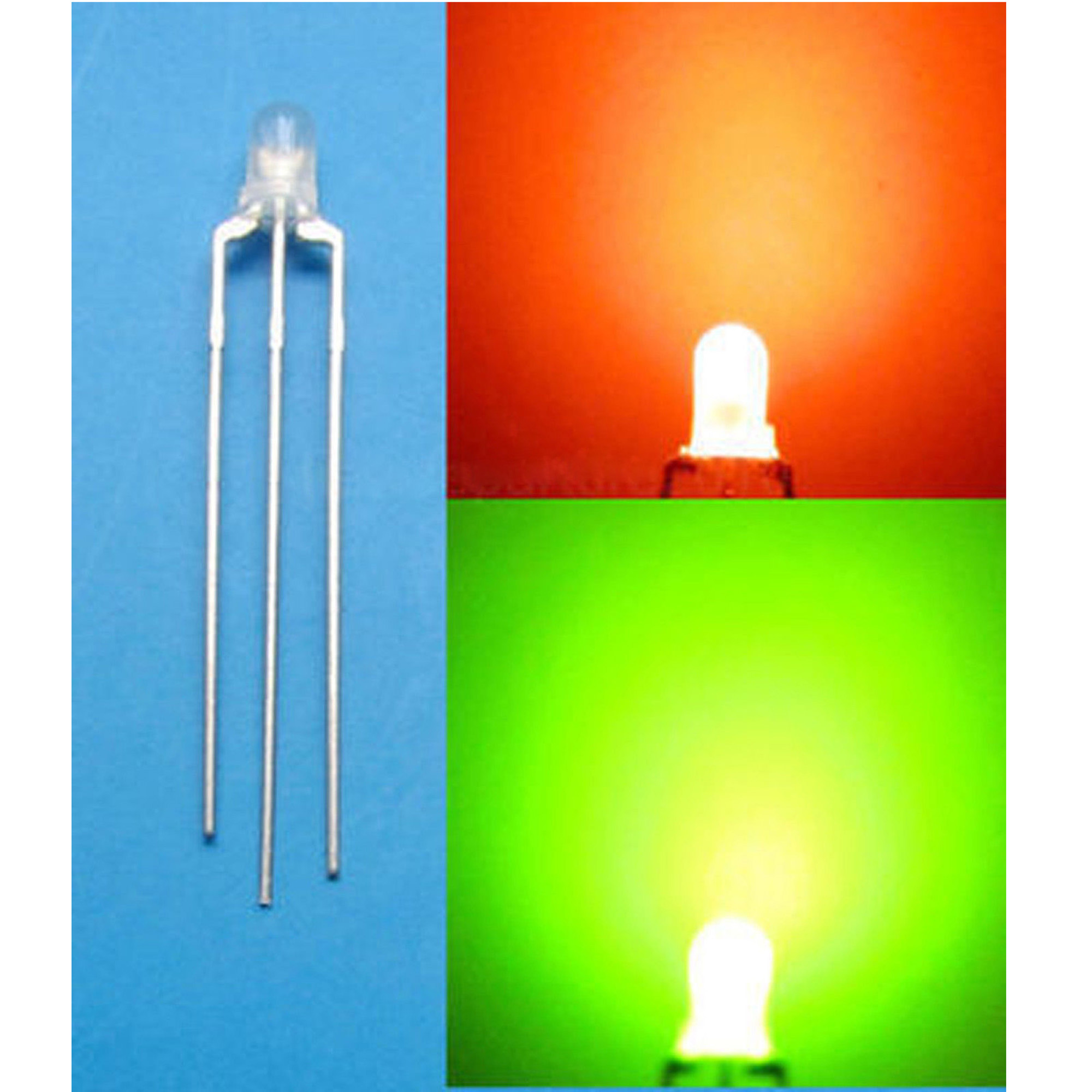 LED dual BiColor 3/5mm Bright 3Pin Clear/milk white Common Anode
