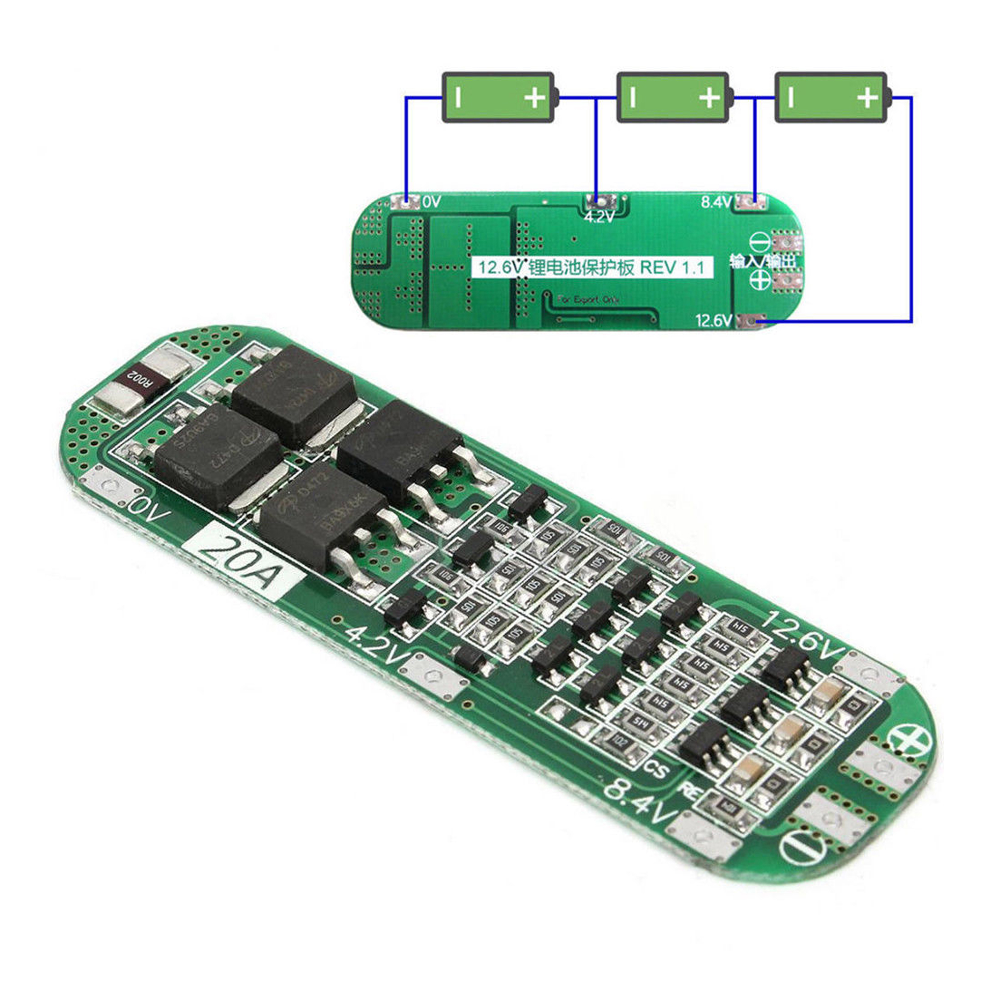 BMS Protection Board AEDIKO 3S 20A – 11.1V/12.6V Li-ion Battery Charger Module For DIY Packs, Over-Current & Discharge Protection Lithium Battery Protection Board