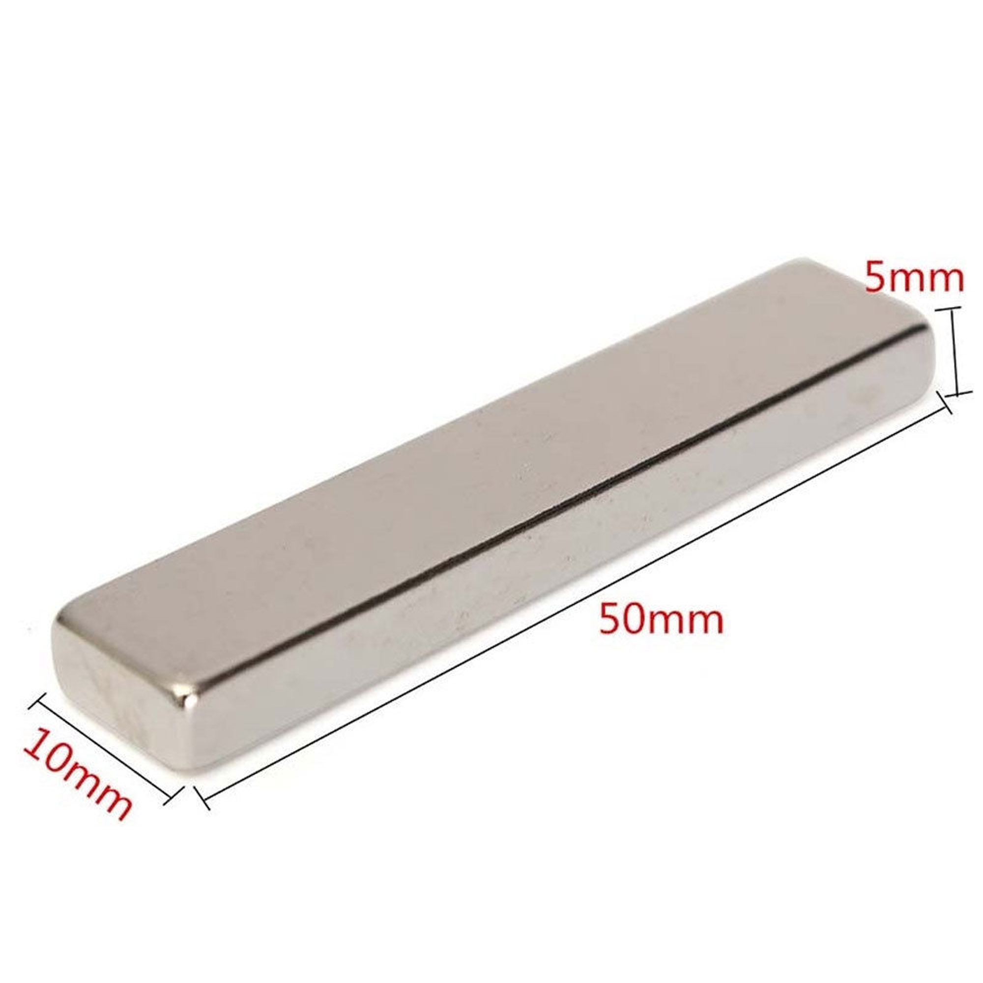 N50 Strong Long Block Bar Magnet Rare Earth Neodymium rectangular 50x10x5mm UK