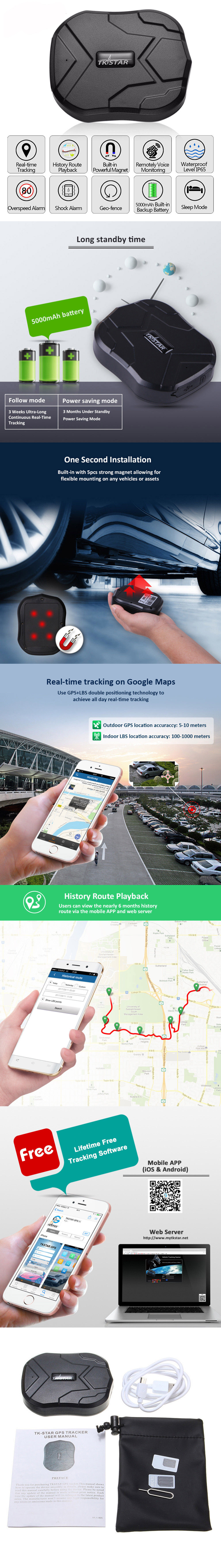 TKSTAR TK905 GPS Tracker 5000mAh 90 Days Standby 2G Vehicle Tracker GPS  Locator Waterproof Magnet Voice Monitor Sale - Banggood USA Mobile-arrival  notice