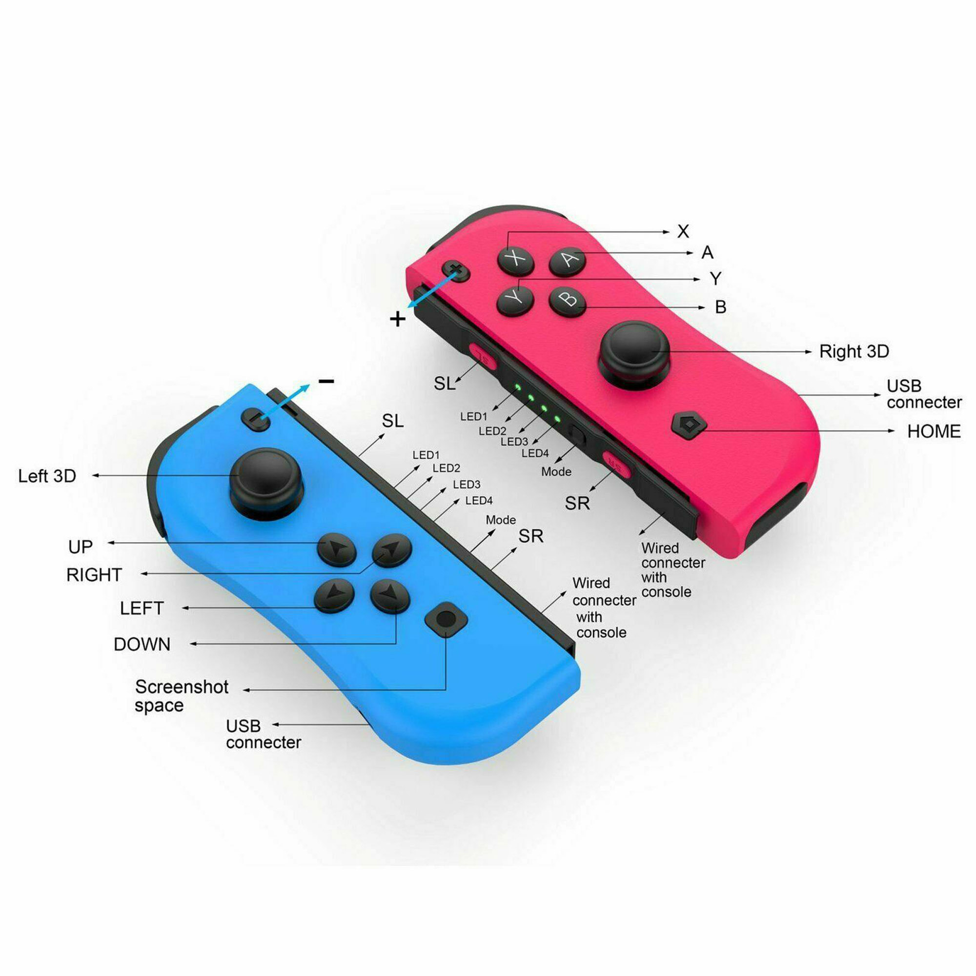 Joy-Con Controller Left &Right Replacement Joypad for Nintendo Switch