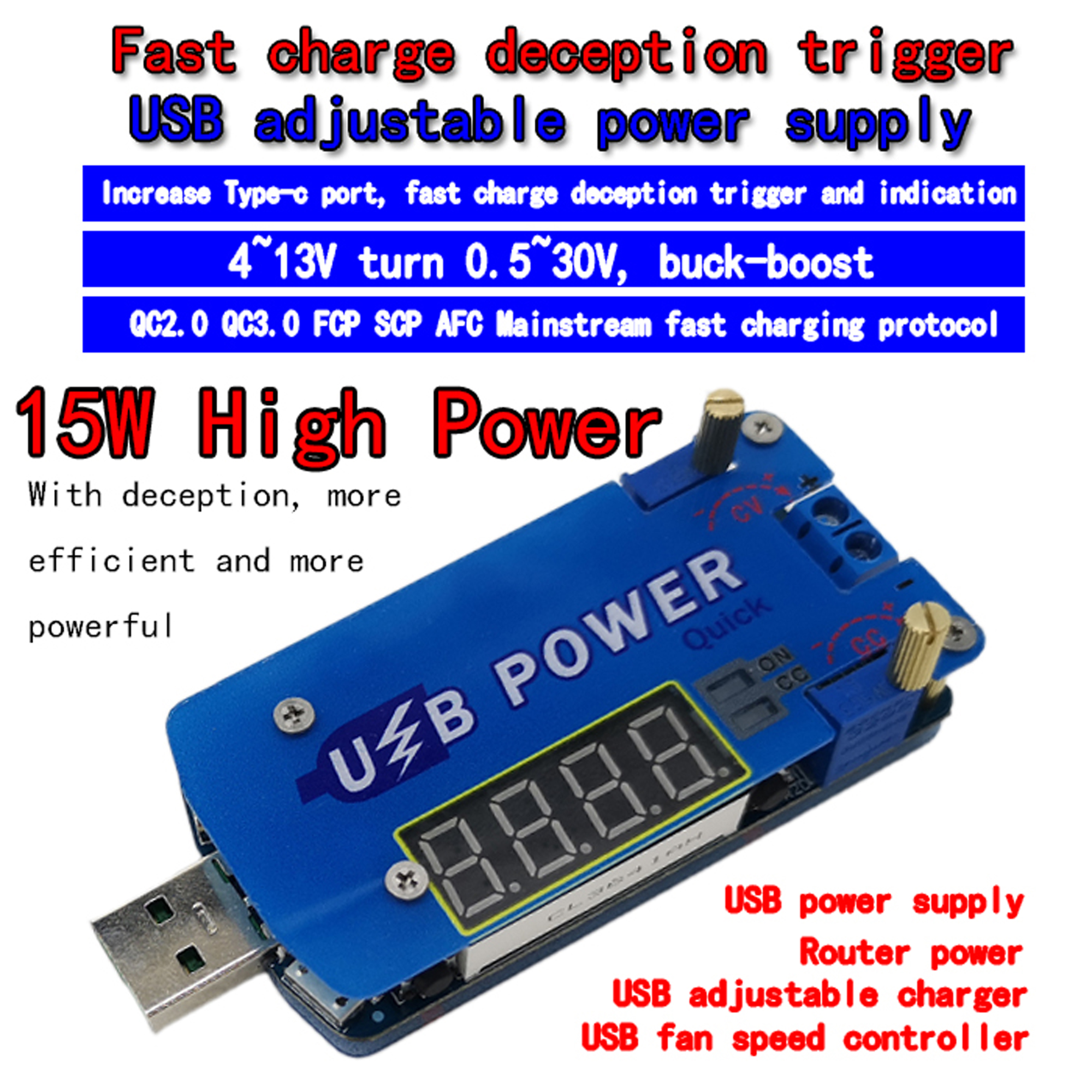 USB Step UP Power Supply Module 15W Boost Adjustable Converter Fan Control ASS