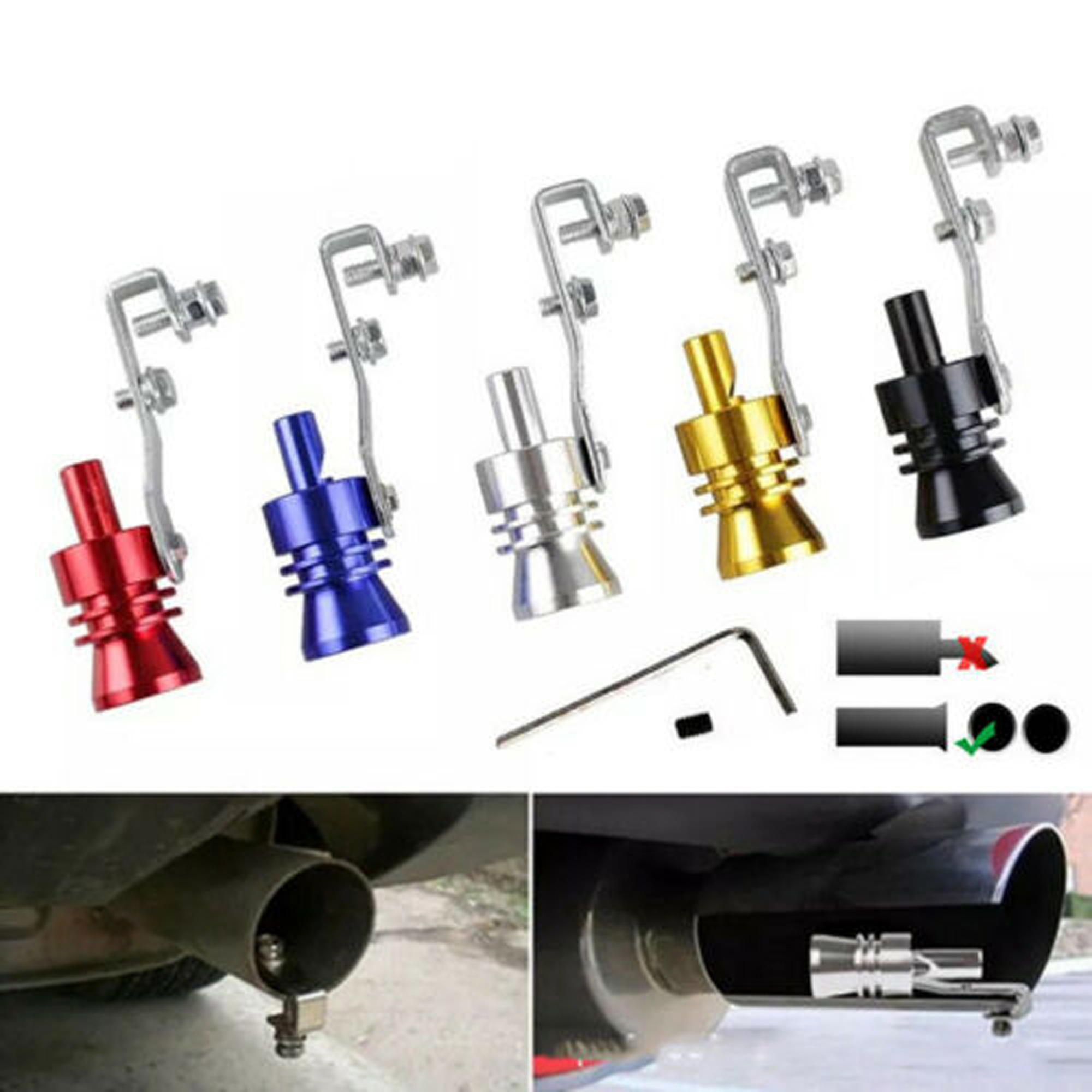 Car Turbo Sound Whistle Muffler Exhaust Pipe Auto Blow off Valve Simulator M BT