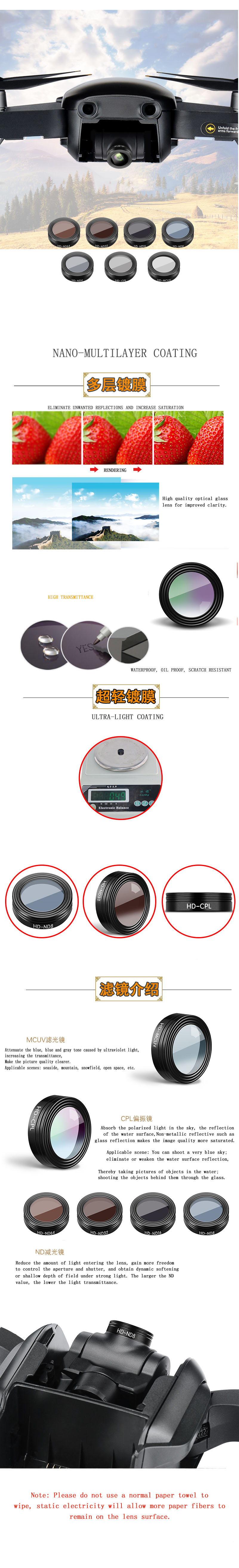ND4//PL MCUV CPL ND//PL 4//8//16//32 Professional Optical Glass Lens Vkarh Gimbal Lens Filter for DJI Mavic Mini Drone