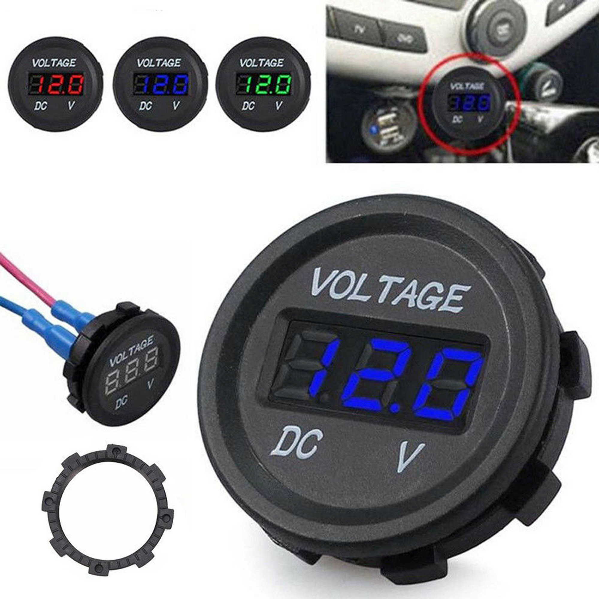 12-24V Digital LED Panel DC Voltmeter Voltage Meter Gauge Display Car Motor Boat