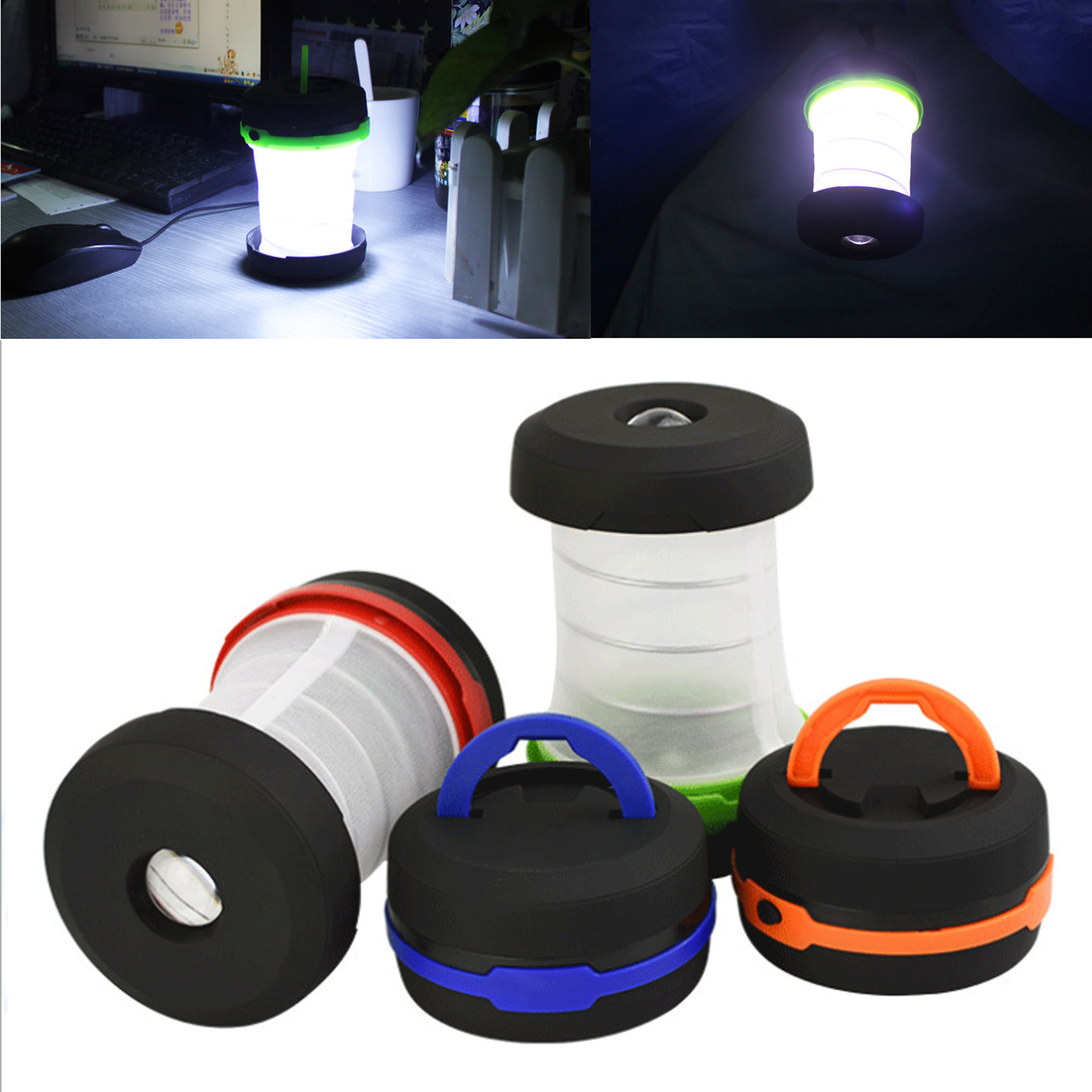 Camping Lantern Portable USB LED Hiking Night Light Lamp Collapsable Flashlight