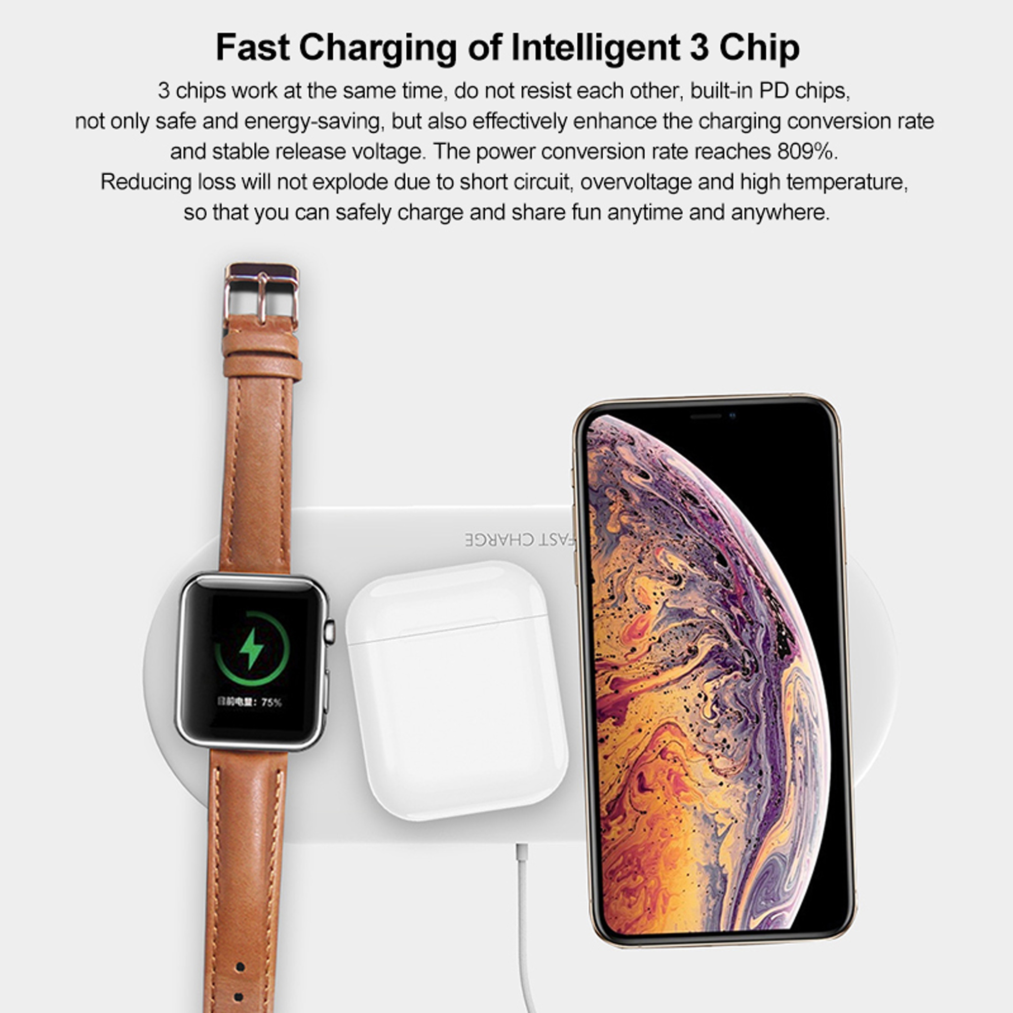 3 In 1 Wireless Qi Fast Charger Dock For Apple Watch And Iphone Ebay