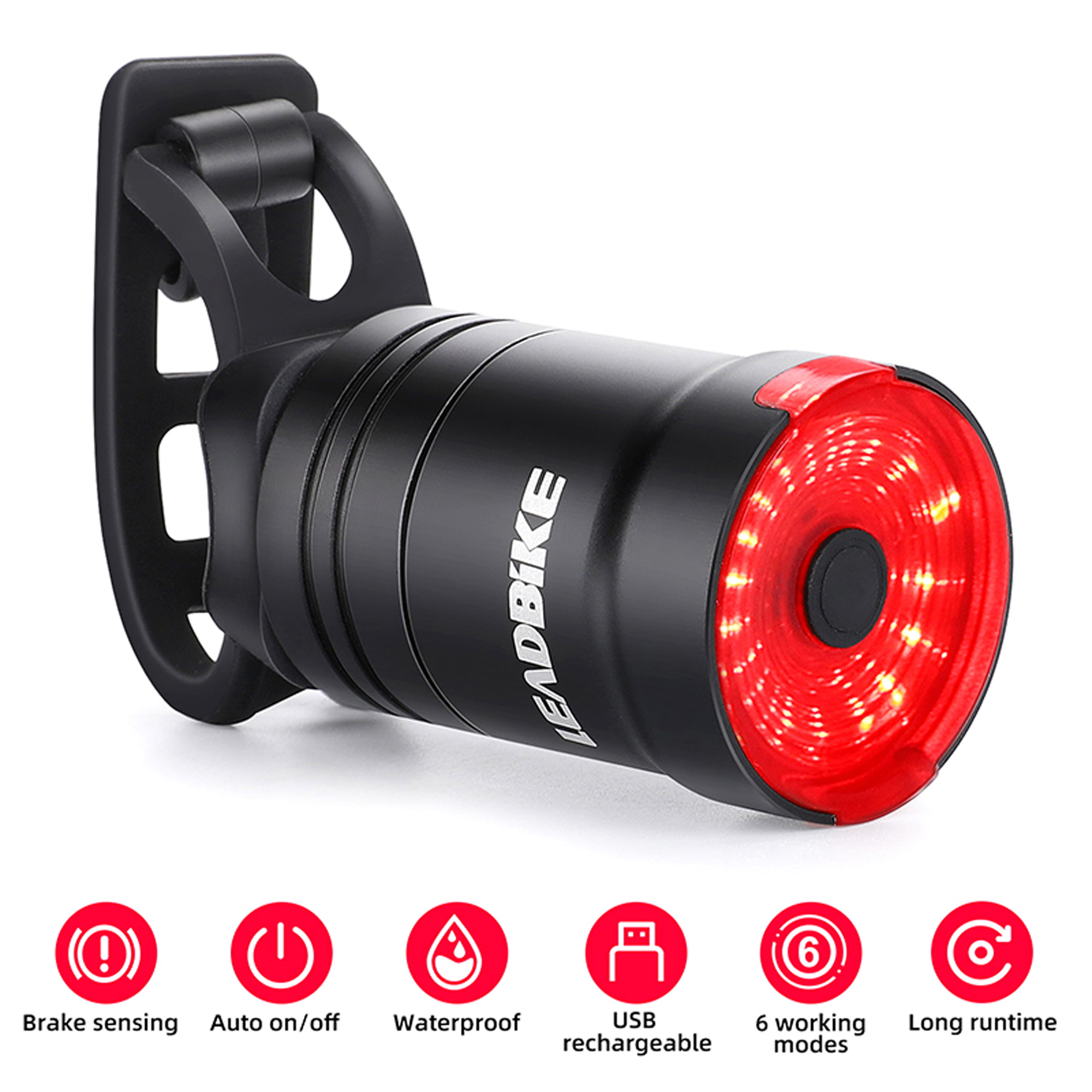 IPx6 Waterproof LED Charging Smart Bicycle Auto Brake Sensing Cycling Tail Light