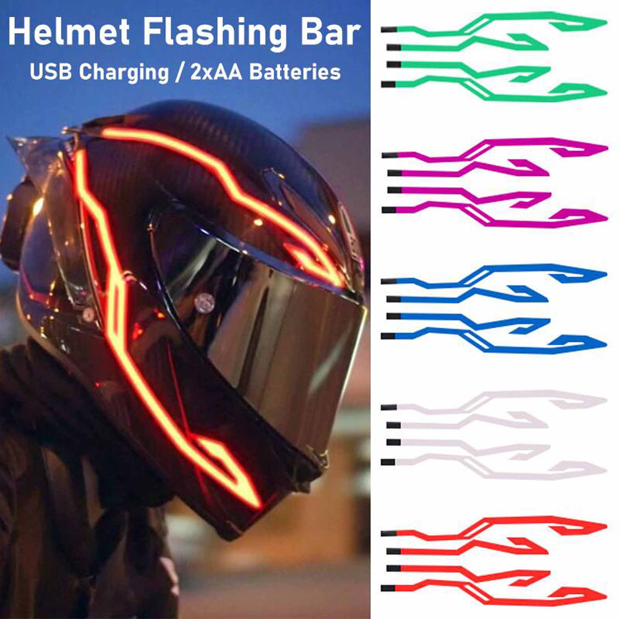 Motorcycle Helmet LED Light Strip Flashing Night Safety Cold Lights –  SEAMETAL