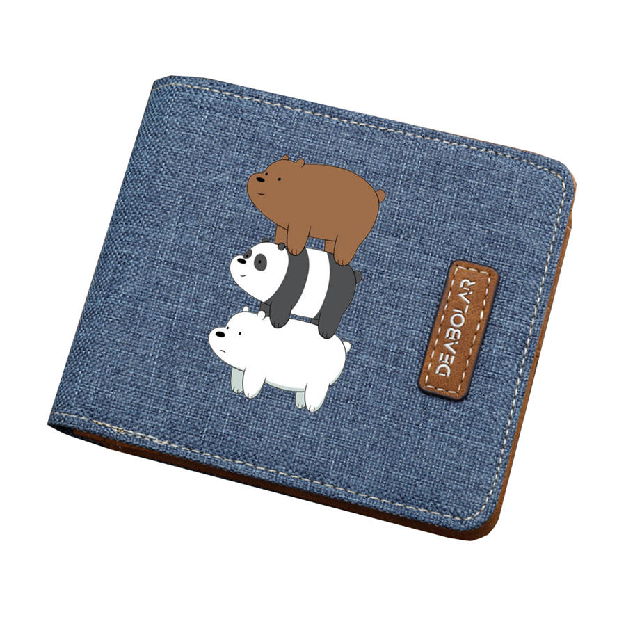We Bare Bears Mens Leather pu Wallet Credit Card Holder Purse Cartoon Kid Wallet