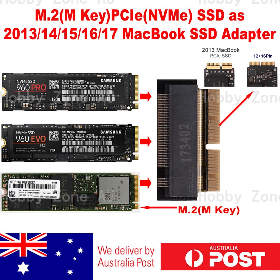 M.2 M-Key PCIe NVMe SSD to 2013-2017 