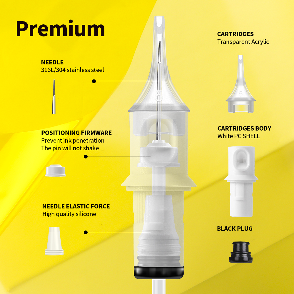 QUELLE Bugpin Disposable Tattoo Needle Cartridges Sterilized Round