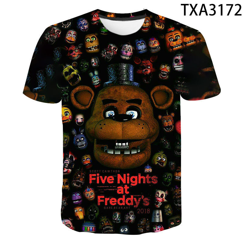 Jilijia Five Nights Game Kids Boys T-Shirt 3D Summer Casual Tops FNAF Anime  T-Shirt