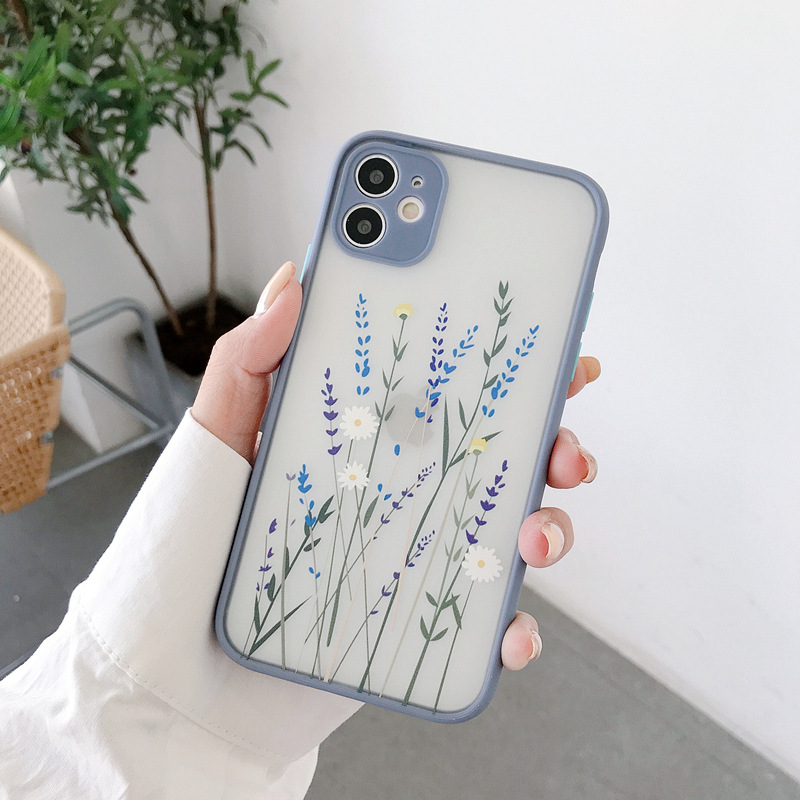 Case for iPhone 16 15 14 13 11 12 Pro Max 8 XR XS Matte Flower Shockproof Cover