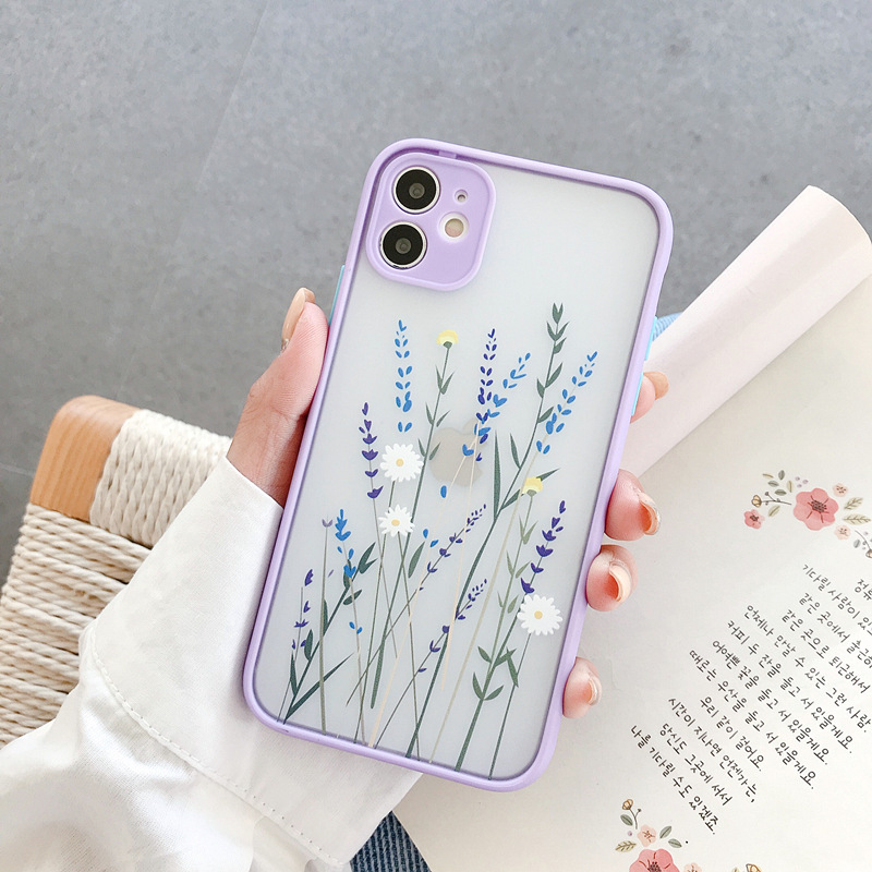 Case for iPhone 16 15 14 13 11 12 Pro Max 7 8 XR X Matte Floral Shockproof Cover