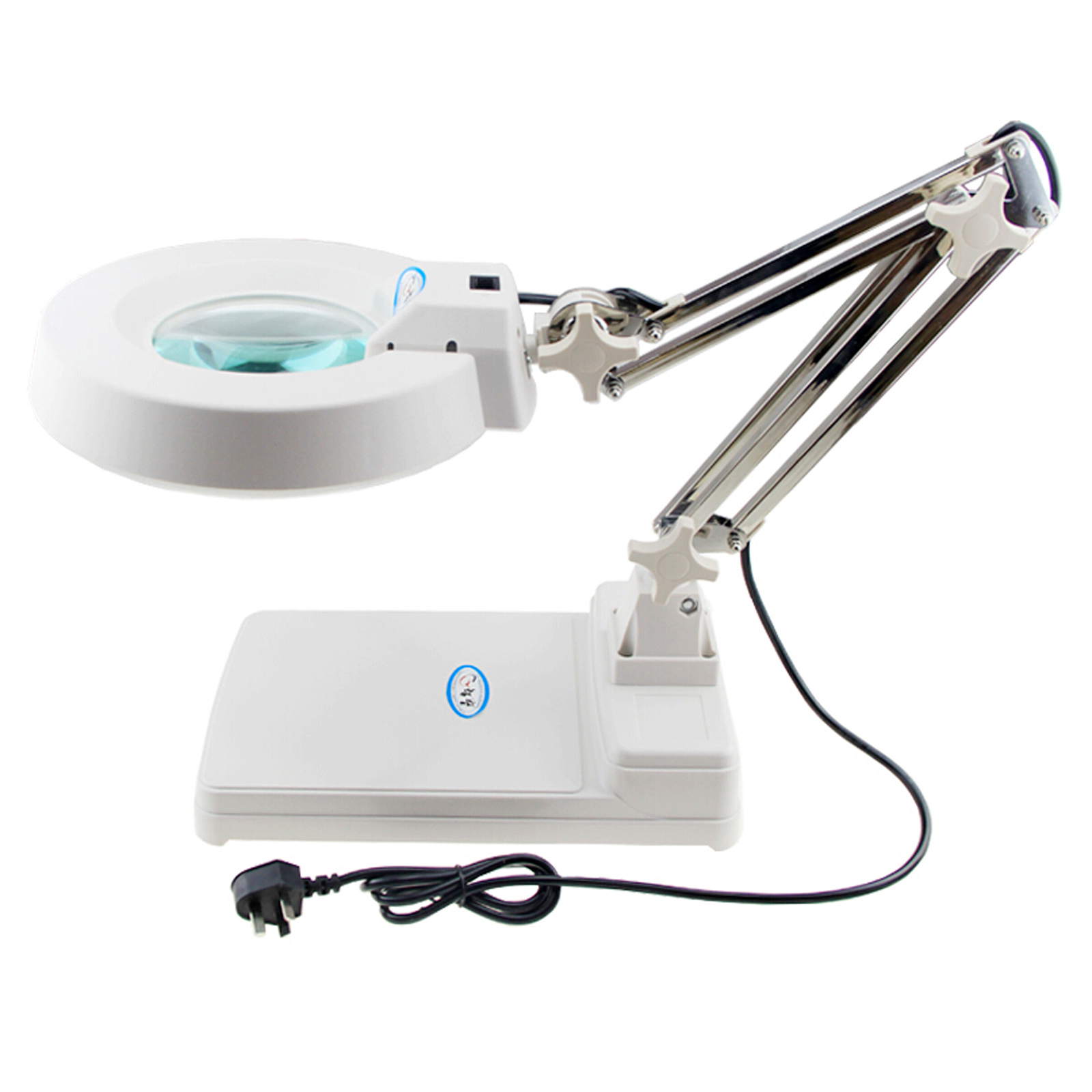 White LED Desk Table Adjustable Arm Magnifier Lamp Light 8X
