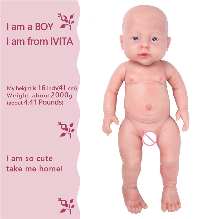 16'' Full Body Silicone Reborn Doll Lifelike Rebirth Baby Boy Xmas Gift OOAK Toy