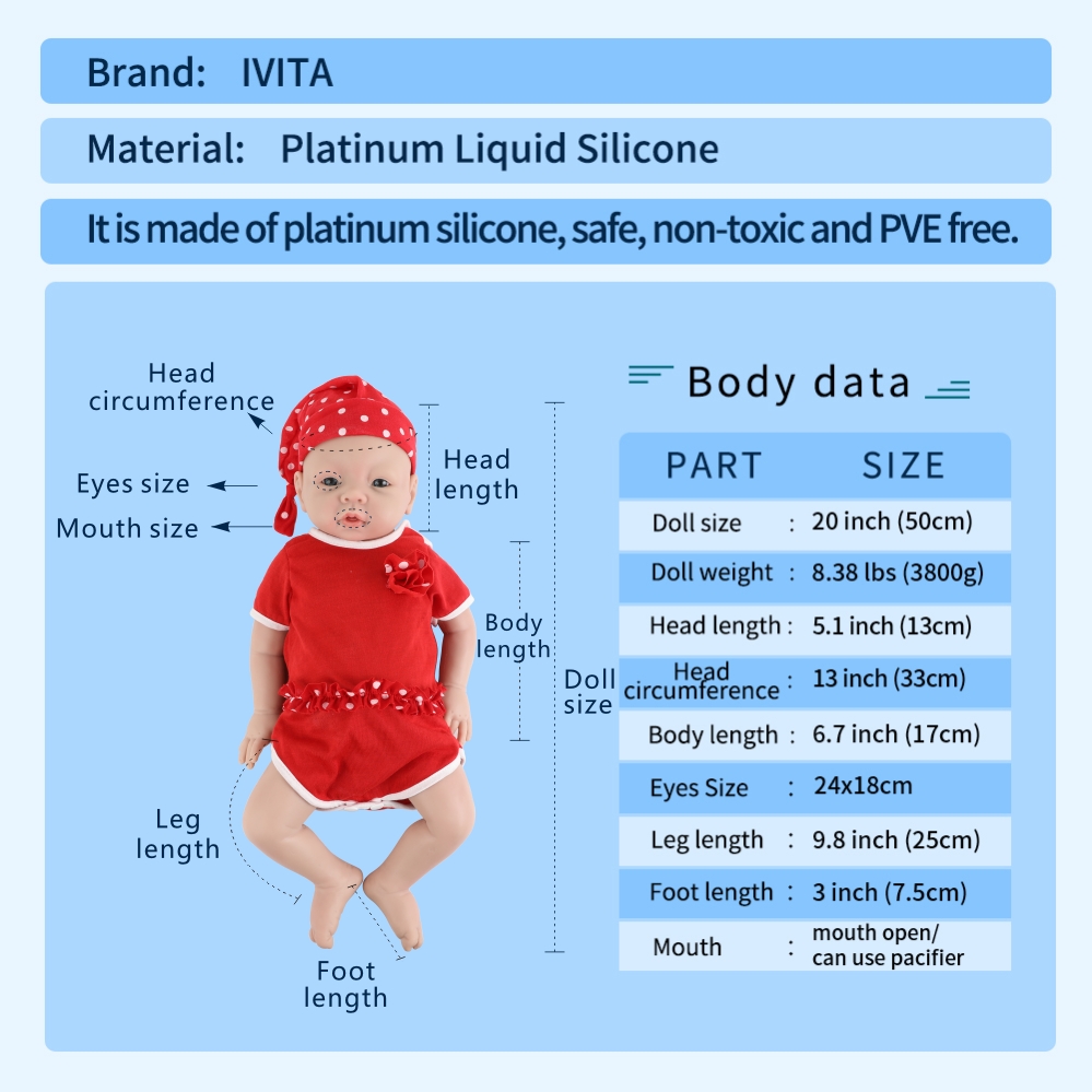 IVITA Silicone Reborn Baby Doll Open Mouth Newborn Bhutan