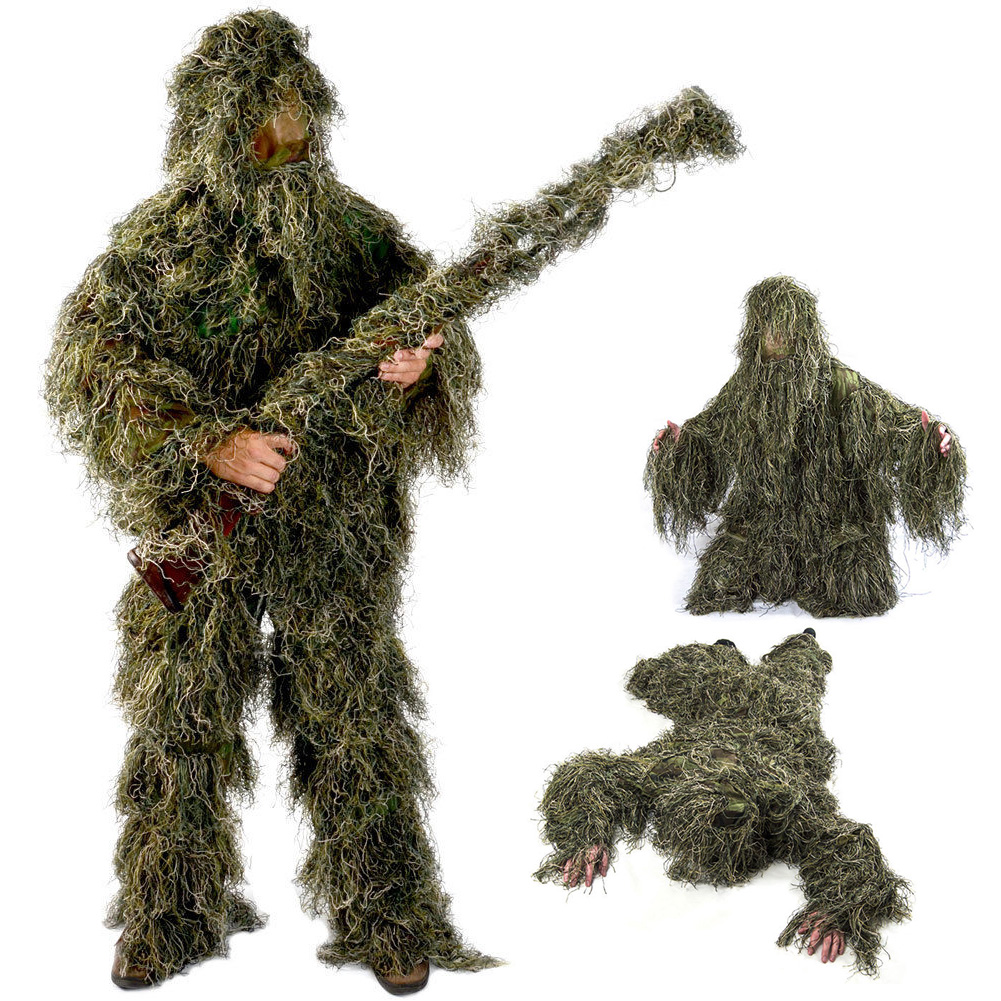 4pcs/Set Camo Ghillie Suit 3D Woodland Forest Camouflage Hunting ...