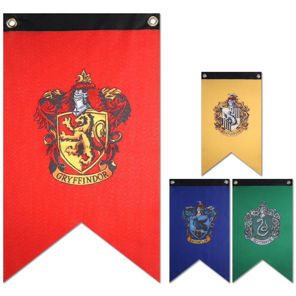 4 pcs Harry Potter Hogwarts House Decor Banner Flag Wall Hanging Stark