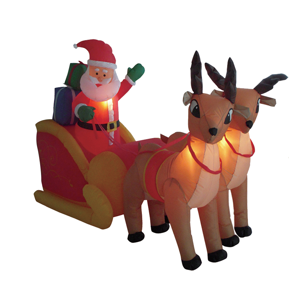 2 1m Led Inflatable Santa Reindeer Sleigh Christmas Outdoor Decoration Light New Ebay