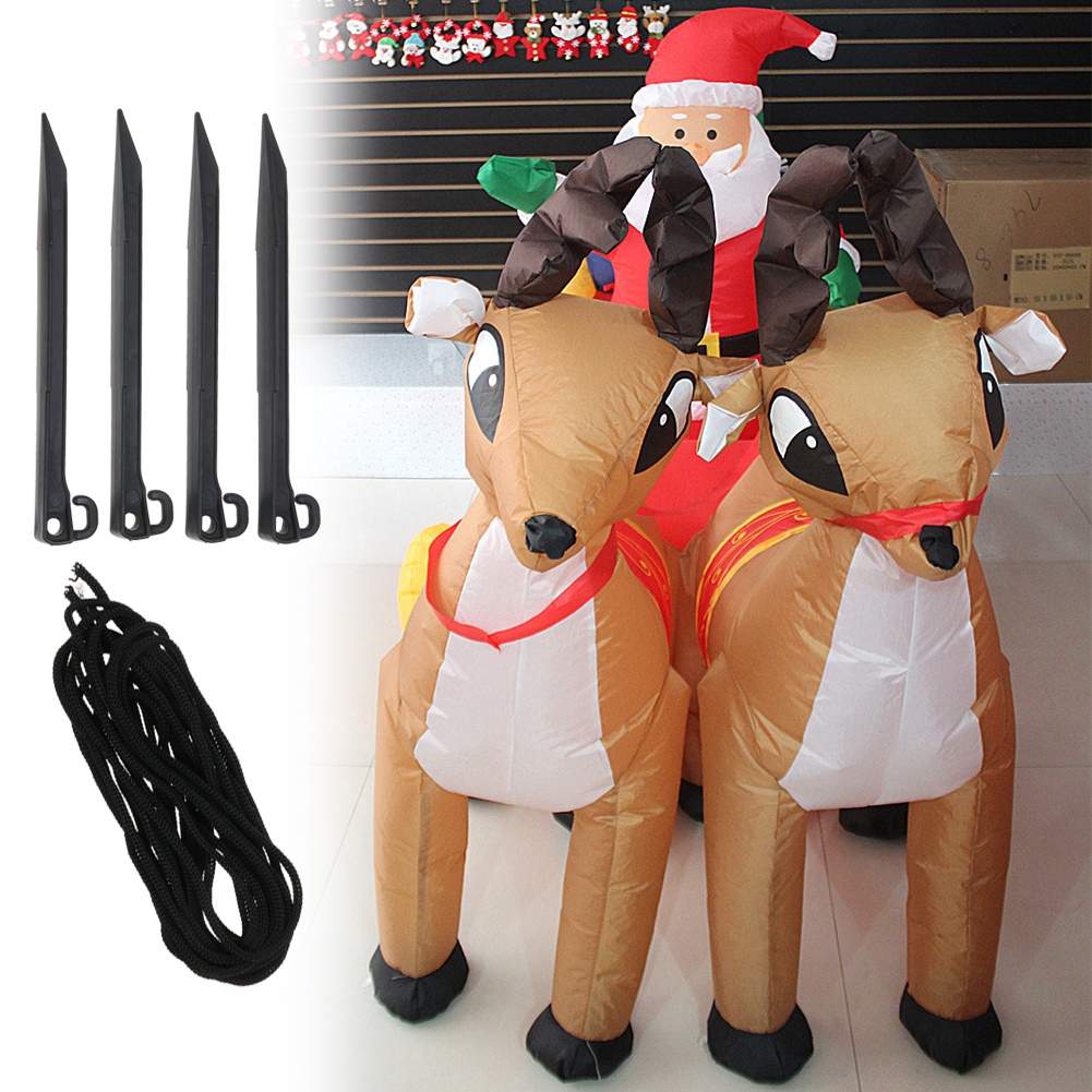 2 1m Led Inflatable Santa Reindeer Sleigh Christmas Outdoor Decoration Light New Ebay