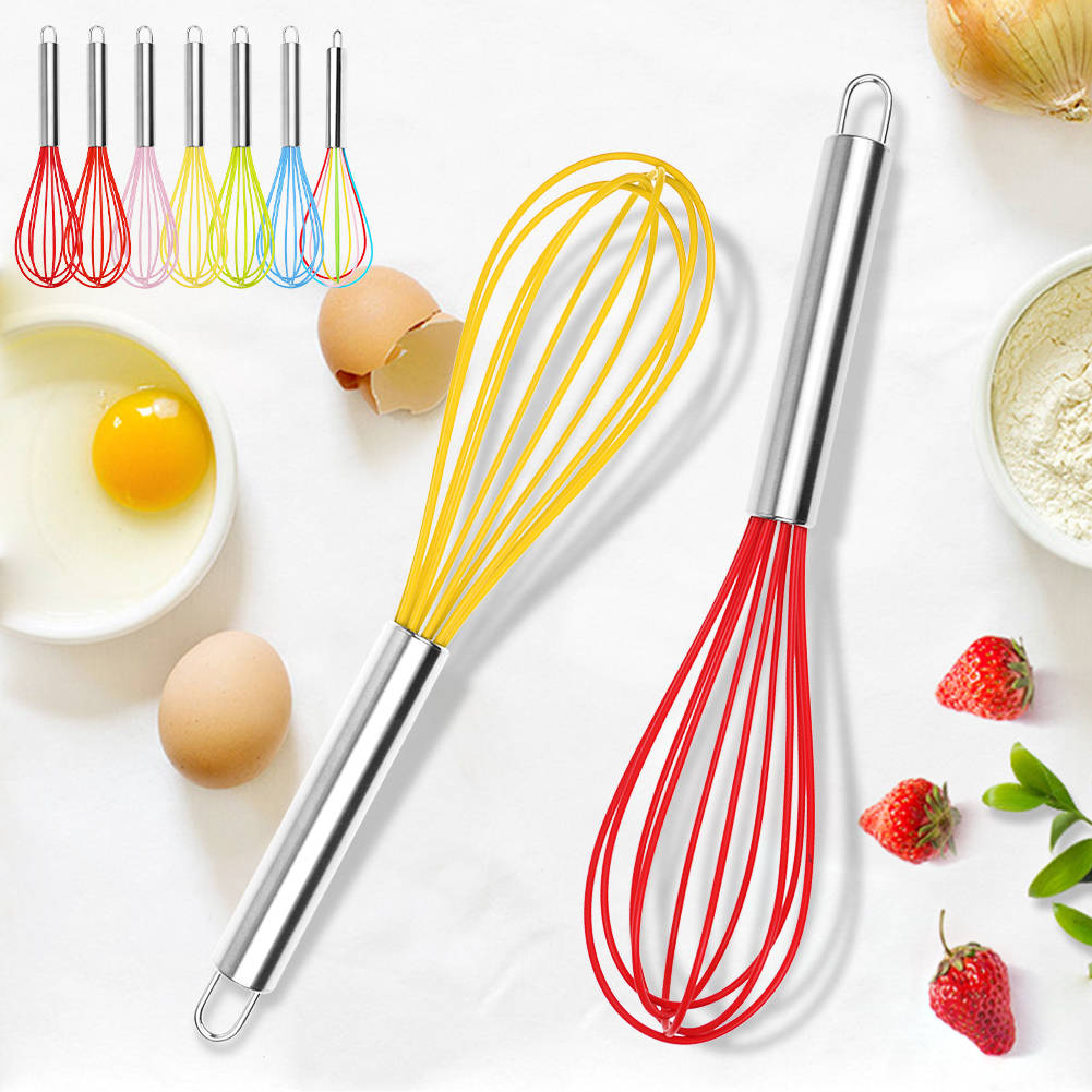 Silicone Mini Whisk Wisk Stainless Steel Utensil Kitchen Baking Professional New