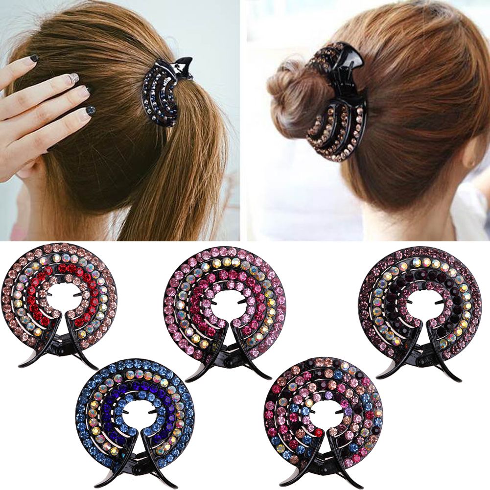 New Fashion Ladies Hair Clips Pins Nest Crystal Hairpin Ponytail