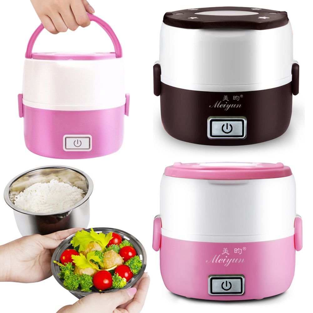 Portable 1.3L Electric Heating Lunch Box Rice Cooker 2Layer Food