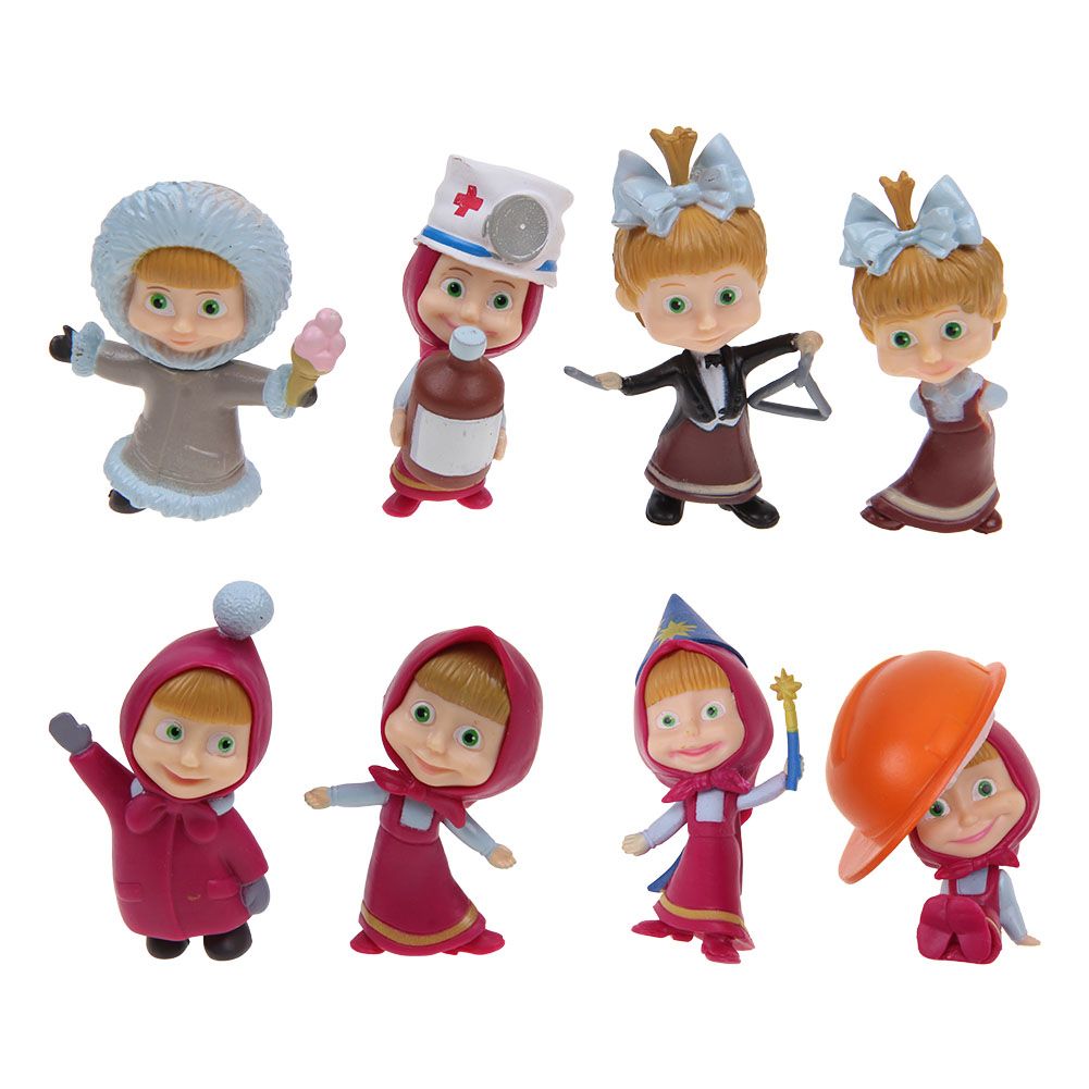 6pcs Masha And The Bear Action Figure Cute Doll Cake Topper Play set Toy Gift 4"