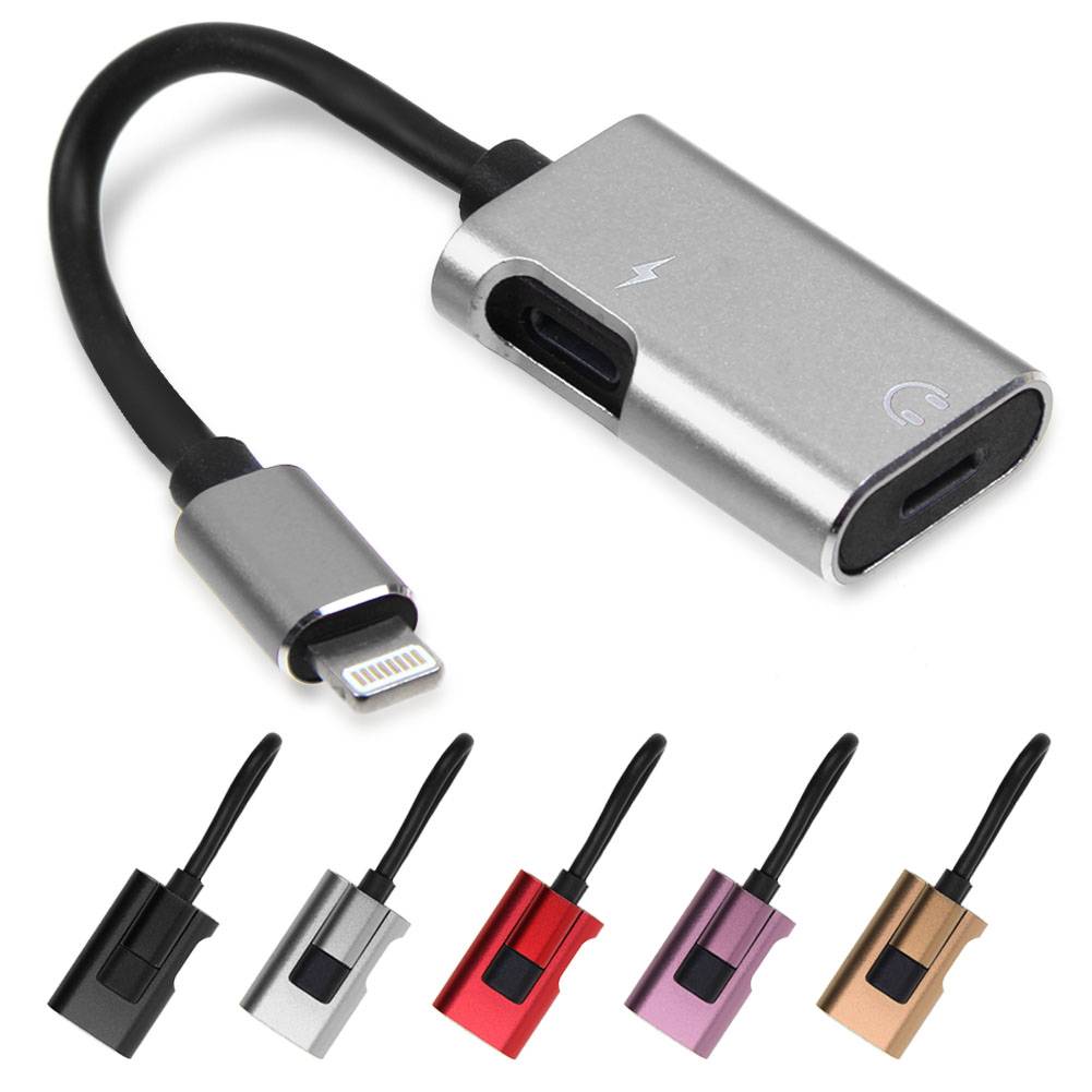 Dual 2 in 1 8 Pin Headphone Audio Charger Adapter Splitter ...