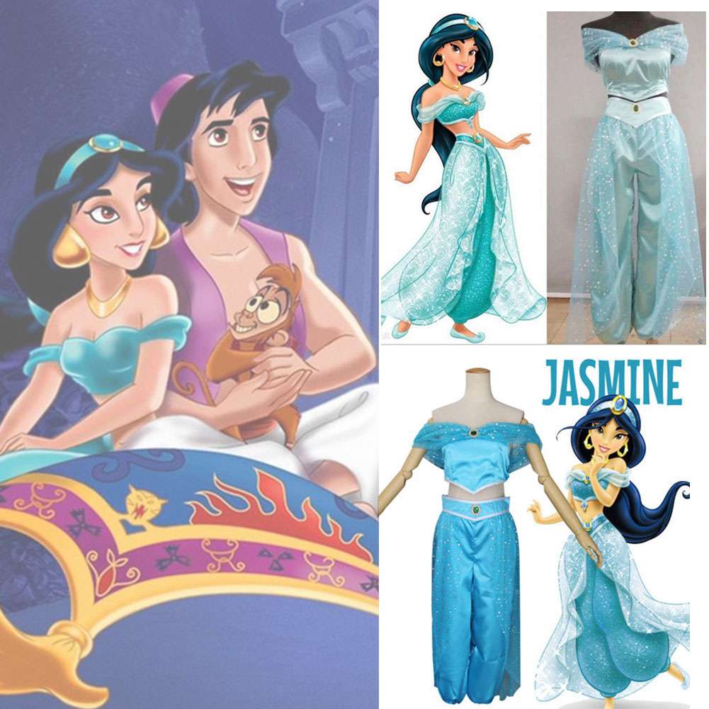 Aladdin Jasmine Princess Cosplay Women Kid Girl Fancy Dress Up Party ...