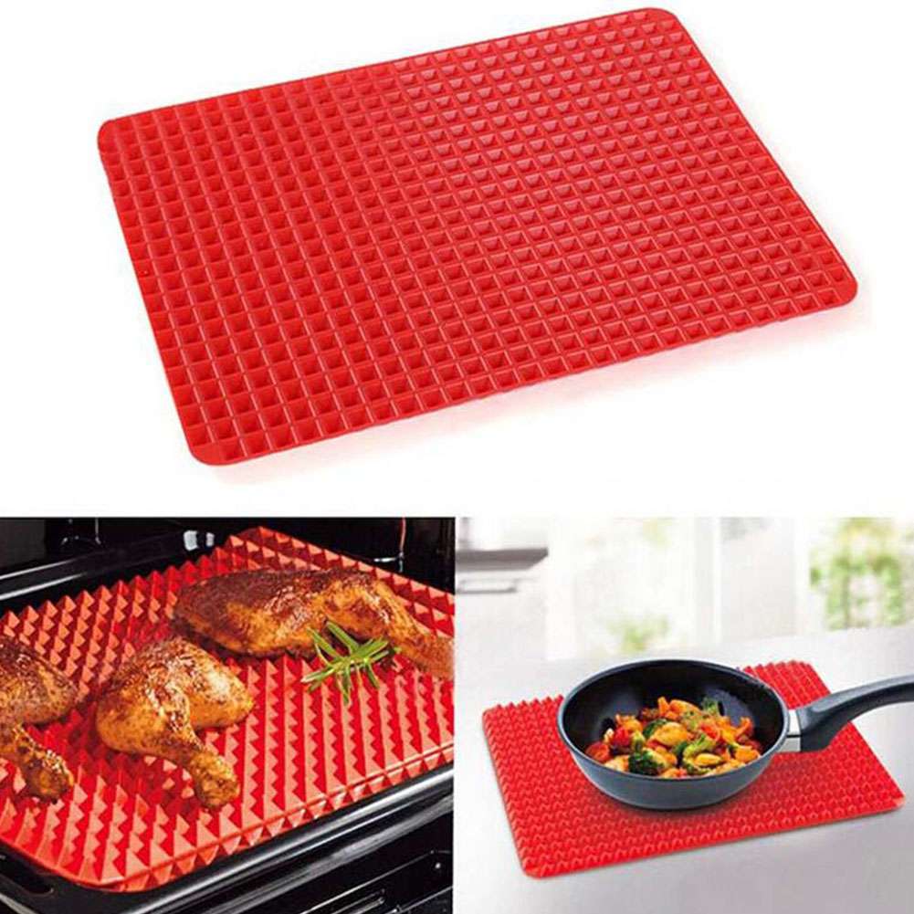 Pyramid Pan Non Stick Fat Reducing Silicone Cooking Mat Oven Baking