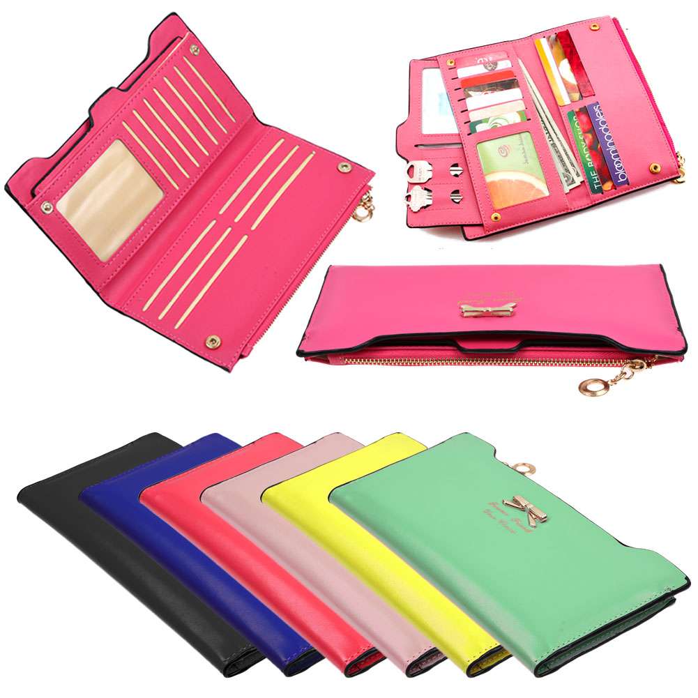 Leather Card Holder Large Capacity ID Credit Card Case Bag Folded Card Slots