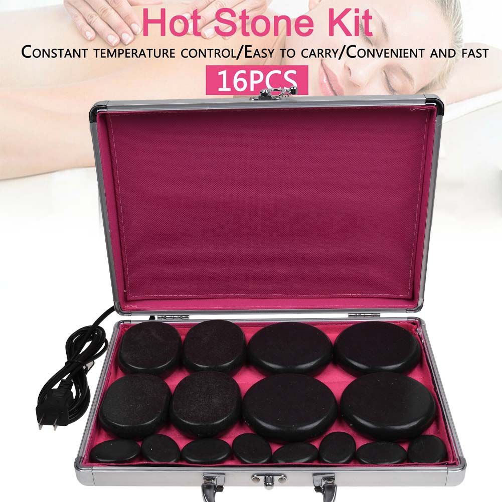 16pcs Hot Massage Stone Basalt Stones Kit Set Rock Spa Oiled Massager