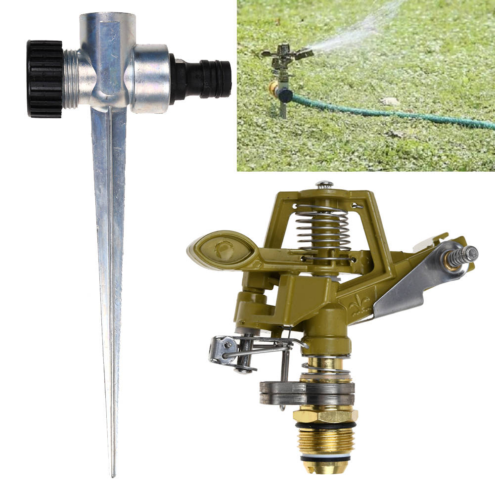 Outdoor Garden Metal Spike Lawn Grass Water Impulse Sprinkler Watering