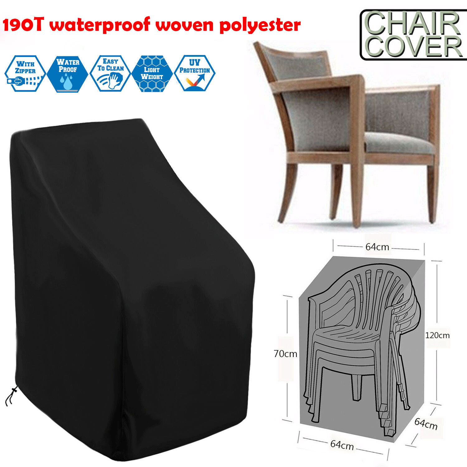 Details About Waterproof Outdoor Patio Single High Back Swing Chair Furniture Protection Cover